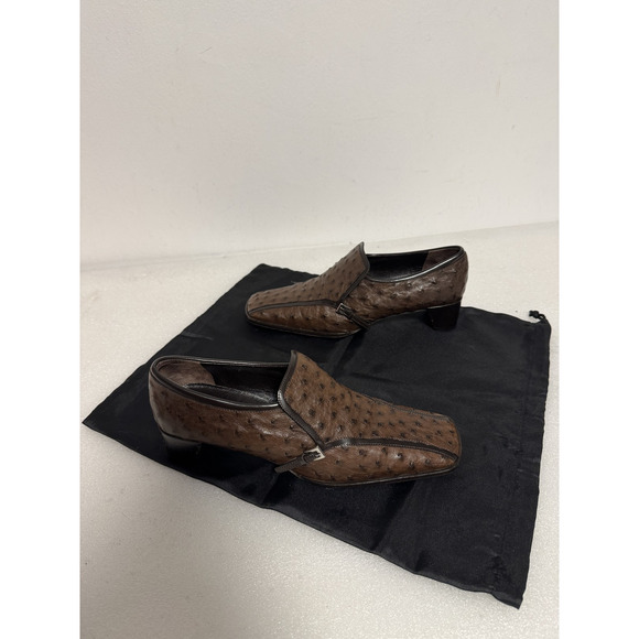 Prada Shoes Mens Size 38.5 Ostrich Leather Slip On Loafers Made in Italy - Picture 13 of 13